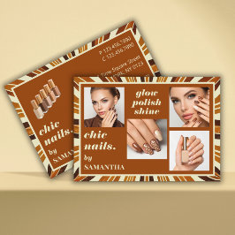 Rustic Chic Nail Salon Business Photo Collage Visitkort