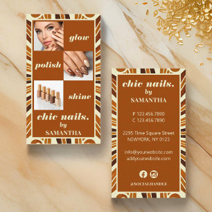 Rustic Chic Nail Salon Business Photo Collage Visitkort