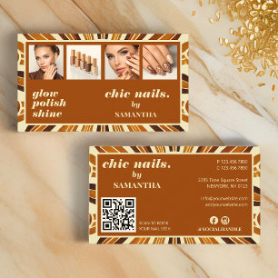 Rustic Chic Nail Salon Business Photo Collage Visitkort
