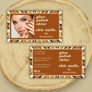 Rustic Chic Nail Salon Business Photo Visitkort