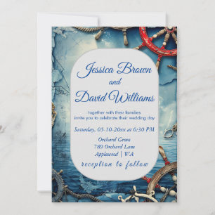 Rustic Chic Nautical Wedding bjudande Inbjudningar