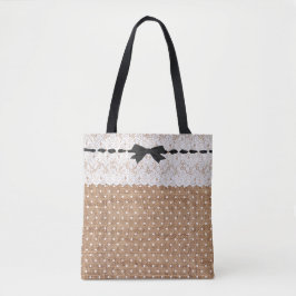 Rustic Chic Polka punkt tote Bag Tygkasse
