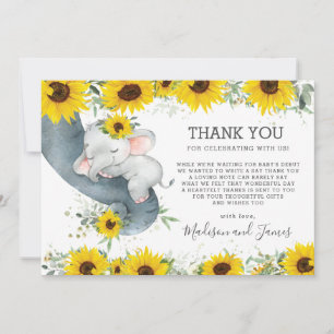 Rustic Chic Solros Elephant Baby Shower Girl Tack Kort