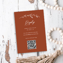 Rustic Chic Terracotta Wildblomma QR Code Bröllop OSA Kort