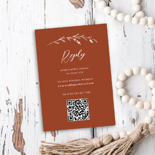 Rustic Chic Terracotta Wildblomma QR Code Bröllop OSA Kort