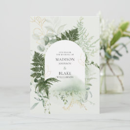 Rustic Chic Vild Forest Fern Greenery Bröllop Invi Inbjudningar