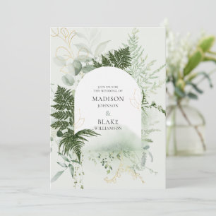 Rustic Chic Vild Forest Fern Greenery Bröllop Invi Inbjudningar