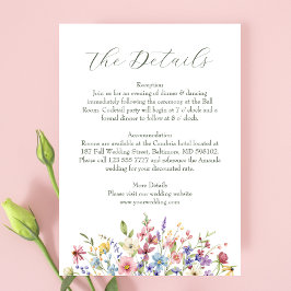 Rustic Chic WildblomGarden Wedding Tilläggskort
