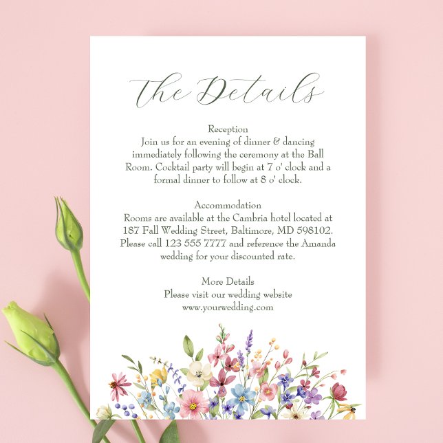 Rustic Chic WildblomGarden Wedding Tilläggskort (Skapare uppladdad)