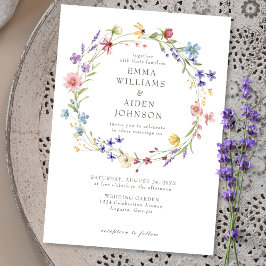 Rustic Chic Wildblomme Wandeden Garden Wedding Inbjudningar