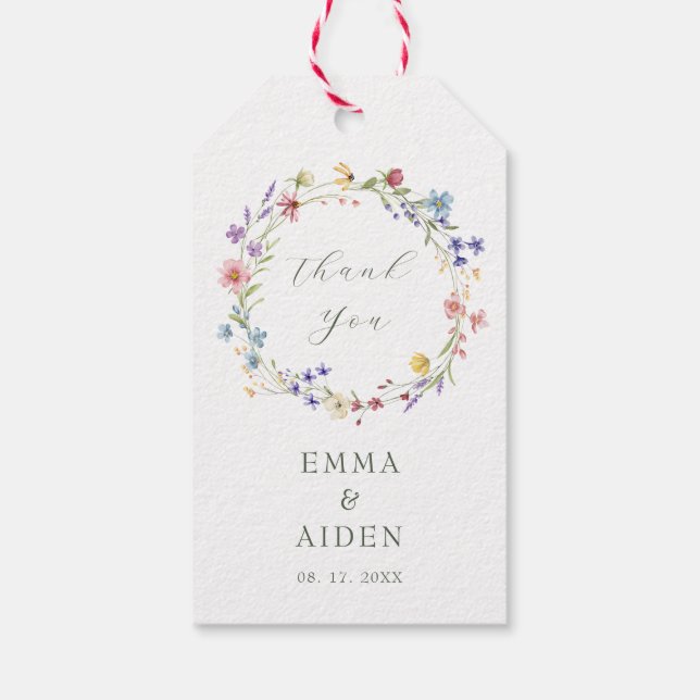 Rustic Chic Wildblomme Wandeden Garden Wedding Presentetikett (Baksidan)