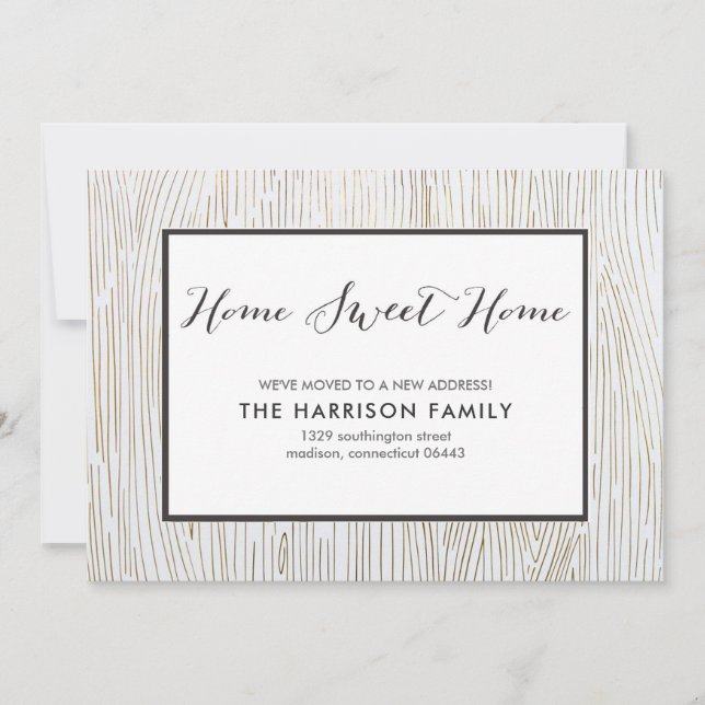 Rustic Chic Wood Sweet Home Flytta Announcement Meddelande (Framsida)
