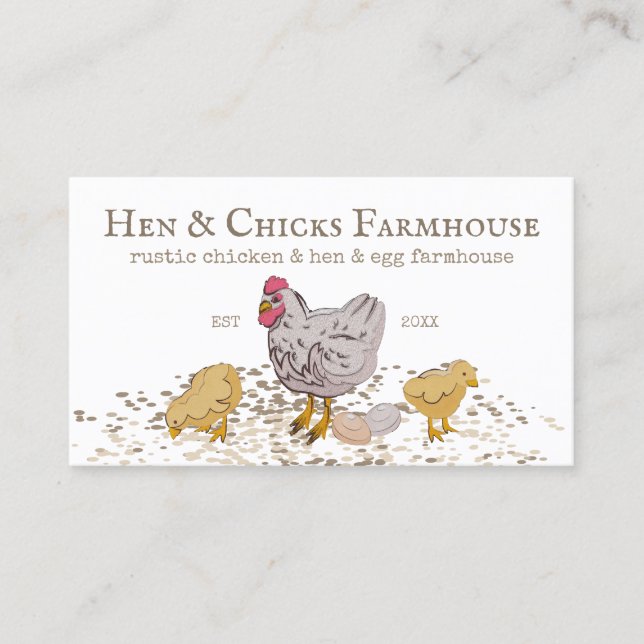 Rustic Chick Hen Farm Visitkort (Framsida)