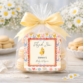Rustic Chicken Baby Shower Thank You Fyrkantigt Klistermärke
