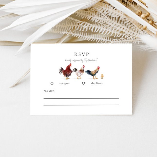Rustic Chicken Bröllop OSA Card (Skapare uppladdad)