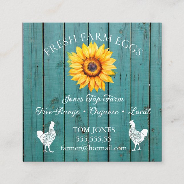 Rustic Chicken Egg Farmer Business Card | Poultry  Fyrkantigt Visitkort (Framsida)