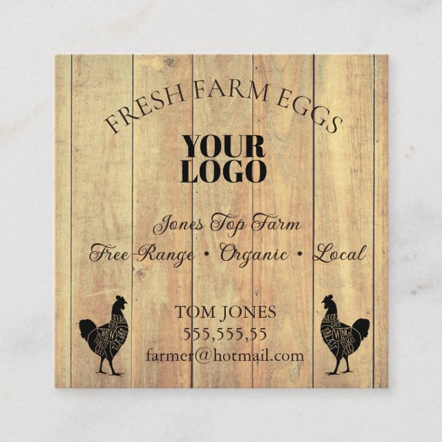 Rustic Chicken Egg Farmer Business Card | Poultry  Fyrkantigt Visitkort (Framsida)