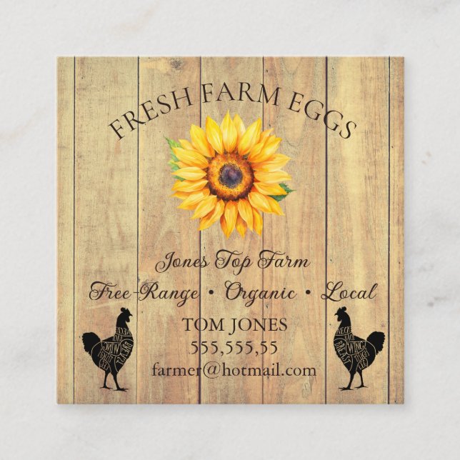 Rustic Chicken Egg Farmer Business Card | Poultry  Fyrkantigt Visitkort (Framsida)