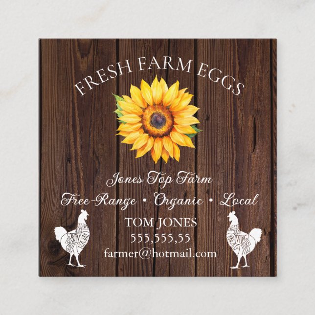 Rustic Chicken Egg Farmer Business Card | Poultry  Fyrkantigt Visitkort (Framsida)