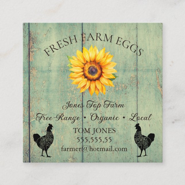 Rustic Chicken Egg Farmer Business Card | Poultry  Fyrkantigt Visitkort (Framsida)