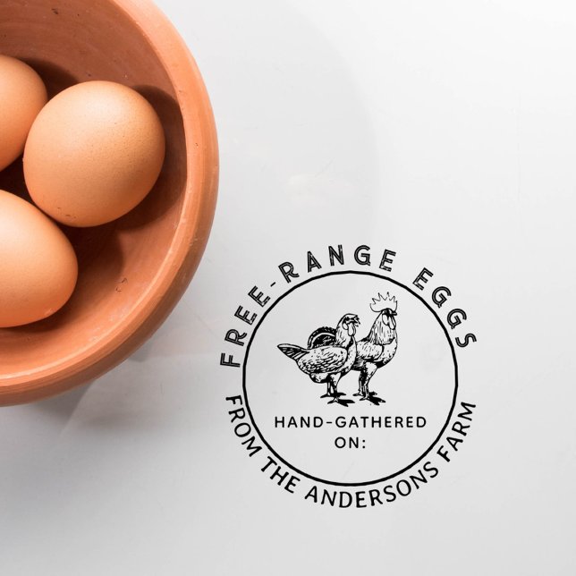 Rustic Chicken Farm Egg Carton Anpassningsbar Självfärgande Stämpel (Skapare uppladdad)