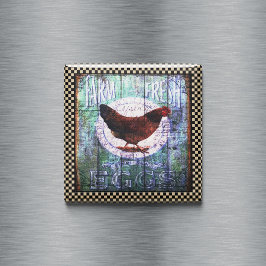 Rustic Chicken Farm Fresh Eggs Ephemera Magnet
