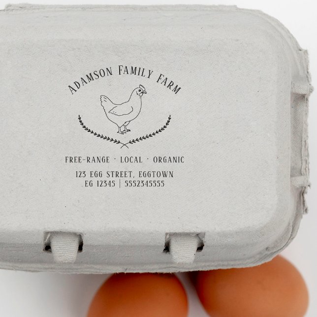 Rustic Chicken Farm Hen Egg Carton Självfärgande Stämpel (Rubber Stamp Mock-up)