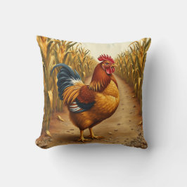 Rustic Chicken i Pastoral Scene Kudde