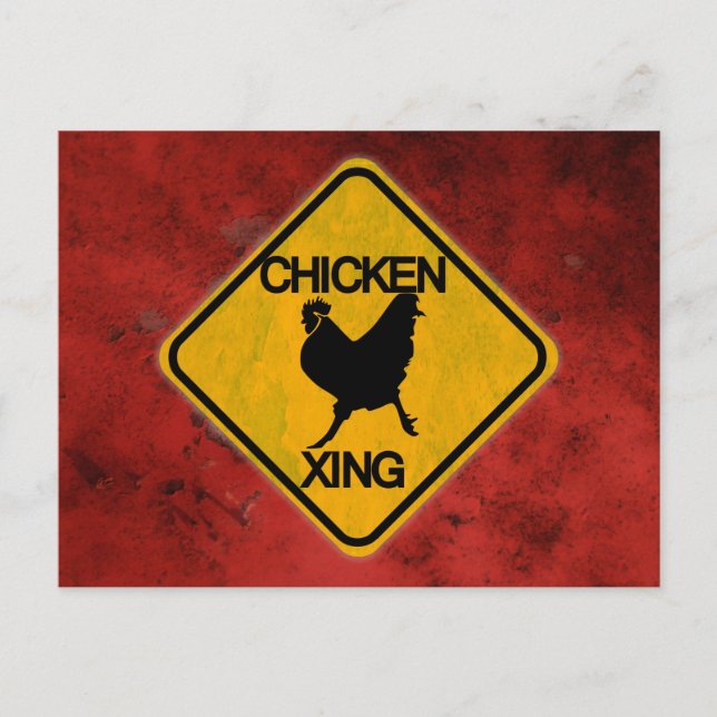 Rustic Chicken-korsningsskylt Vykort (Framsida)