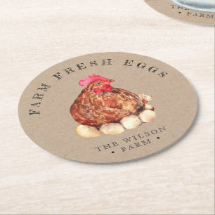 Rustic Chicken Kraft Round Papper Underlägg Rund