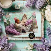 Rustic Chicken Lilac Blommar Snöre Decoupage