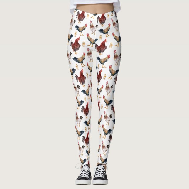 Rustic Chicken Mönster Leggings (Framsida)