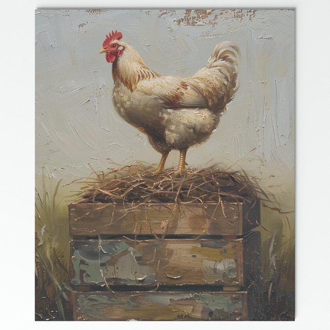 Rustic Chicken och Nest Decoupage Presentpapper (Skapare uppladdad)