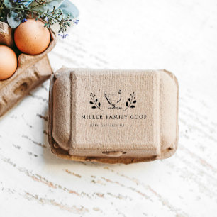 Rustic Chicken Personlig Egg Carton Frimärke Stämpel