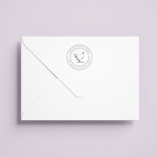 Rustic Chicken-Returadressen Frimärke Stämpel (Skapare uppladdad)