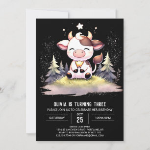 Rustic Children Cow Birthday Inbjudningar