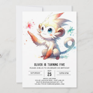Rustic Children Monkey Birthday Inbjudningar