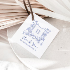Rustic Chinoiserie Bow Blommigt Vapensköld Baby Sh Gåvor Etiketter