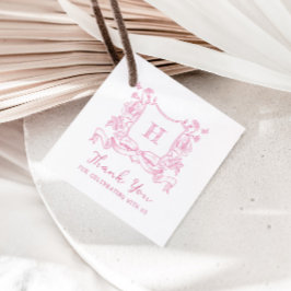 Rustic Chinoiserie Bow Blommigt Vapensköld Baby Sh Gåvor Etiketter