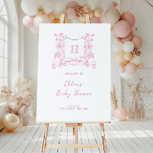 Rustic Chinoiserie Bow Vapensköld Baby Shower Välk