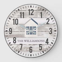 Rustic Chippy Planks Anpassningsbar Family Namn Fa Stor Klocka