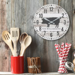 Rustic Chippy Planks Anpassningsbar Family Namn Fa Stor Klocka<br><div class="desc">Rustic Chippy Planks Anpassningsbar Family Namn Large Farmhouse Stil Clock har en vit bakgrund av flipperträ, med land gris och är personlig med ditt namn. En del av en samling. Om du behöver hjälp med att anpassa klockan, eller om du är tittar för att samordna saker, tveka inte att kontakta...</div>