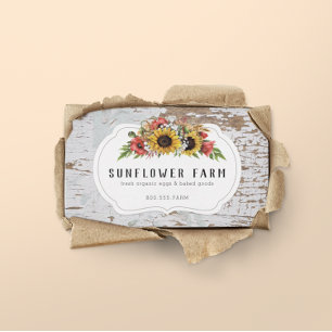 Rustic Chippy Wood Land Blommigt Farmhouse Visitkort