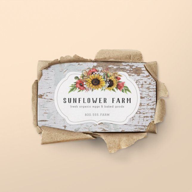 Rustic Chippy Wood Land Blommigt Farmhouse Visitkort (Skapare uppladdad)