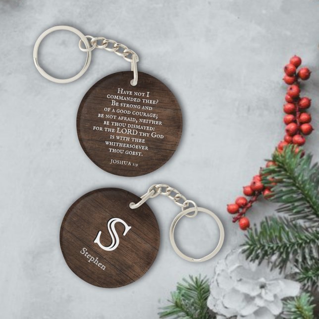 Rustic Christian Bible Verse Joshua 1:9 Monogram (Skapare uppladdad)