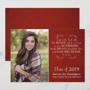 Rustic Christian Bible Verse Red Studenten Photo Inbjudningar