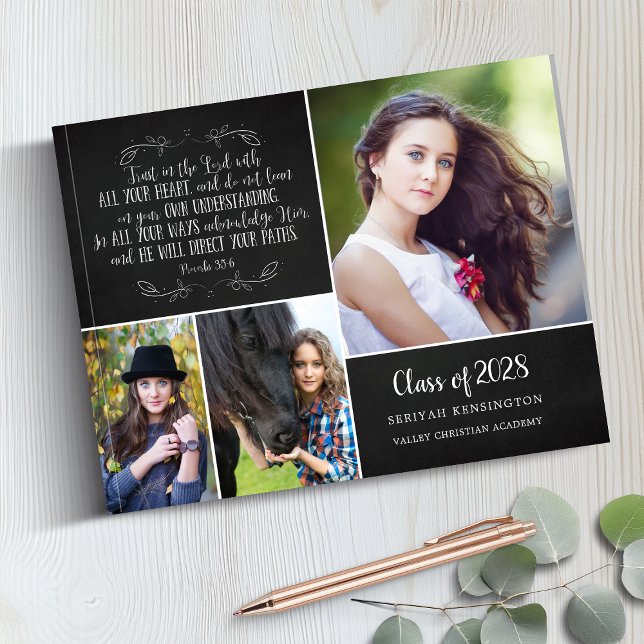 Rustic Christian Bible Verse Studenten Photo Gästböcker (Rustic Christian Bible Verse Graduation Photo Guest Book)