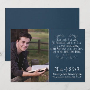 Rustic Christian Bible Verse Studenten Photo Inbjudningar