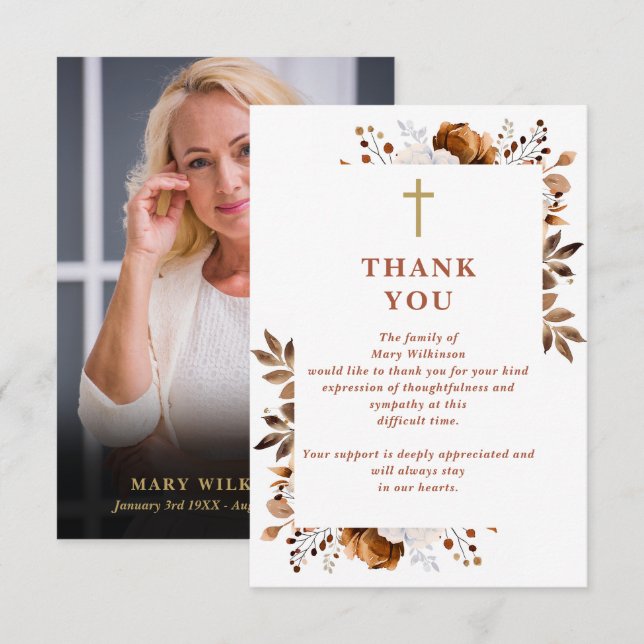 Rustic Christian Firande i livets begravningsfoto Tack Kort (Fram/baksida)