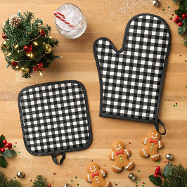 Rustic Christmas Black & White Buffalo Plaid